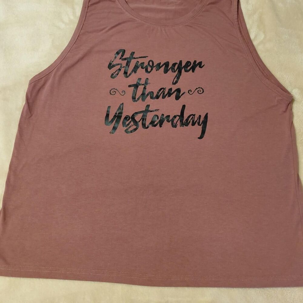 Women's Mauve And Black Gym Top Oversized Arm Holes Affirmation